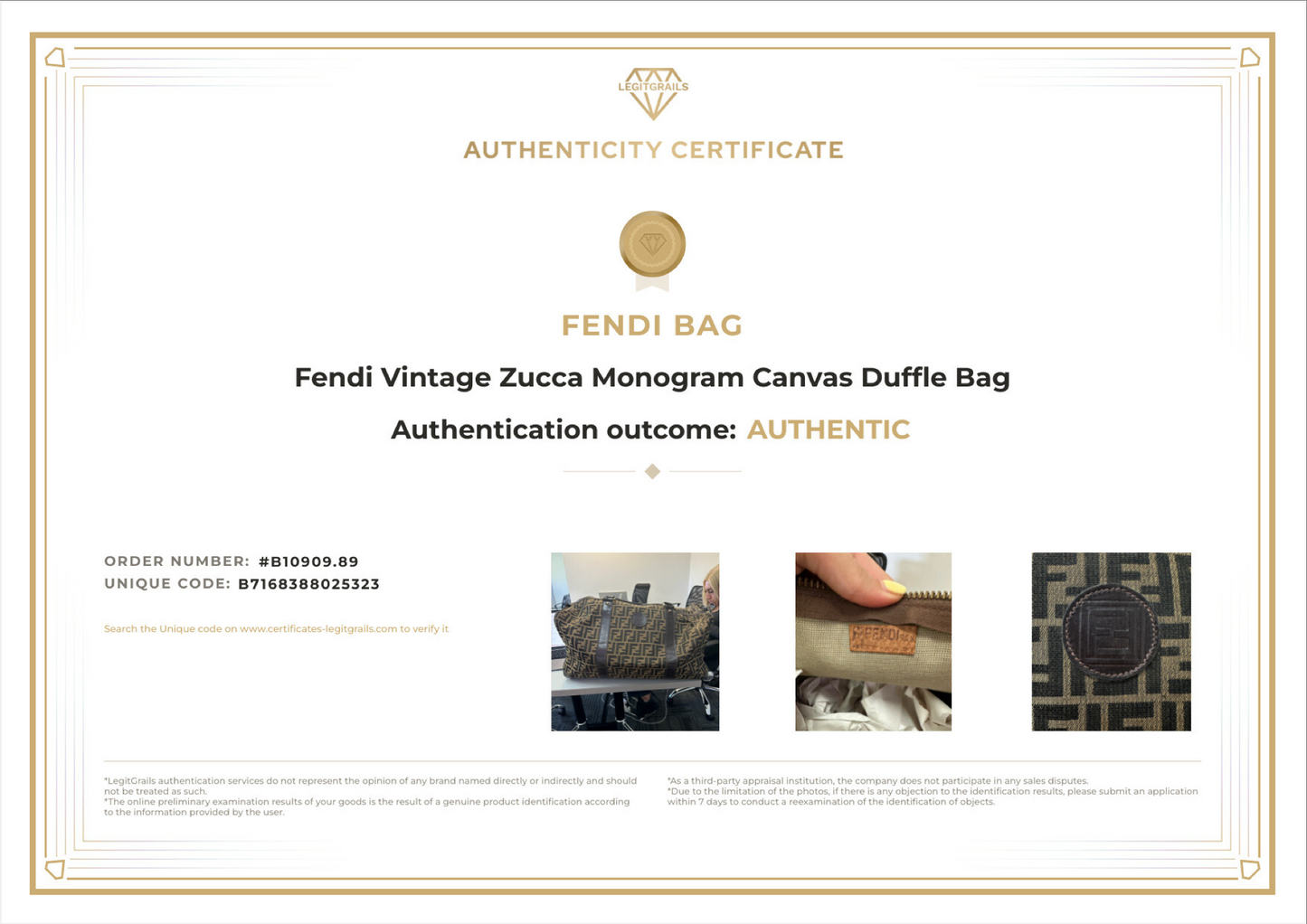 Fendi Vintage Zucca Monogram Canvas Duffle Bag