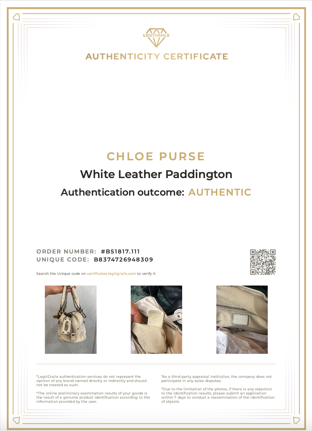Chloé White Leather Mini Paddington Bag