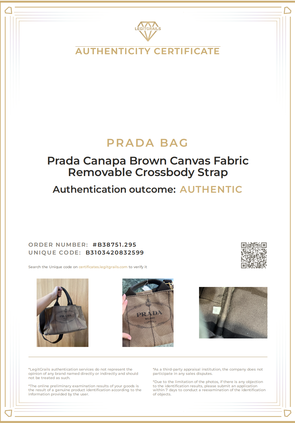 Prada Brown Canapa with Crossbody Strap