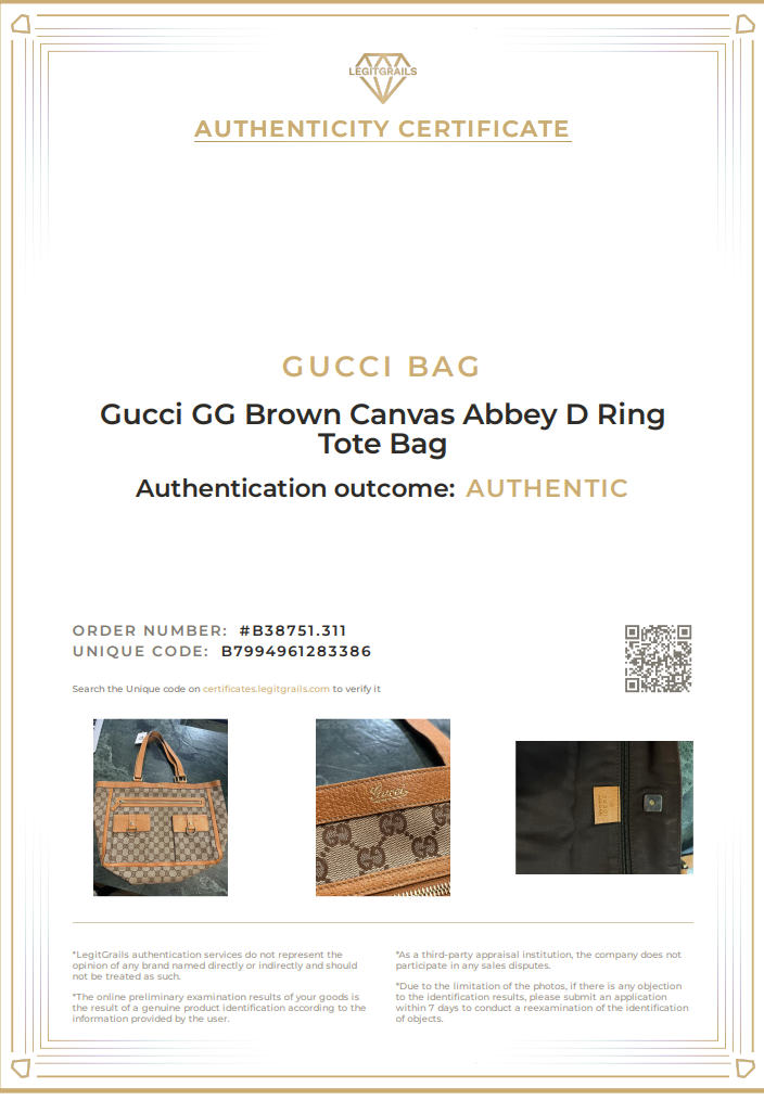 Gucci GG Canvas Orange and Leather Abbey D Ring Tote