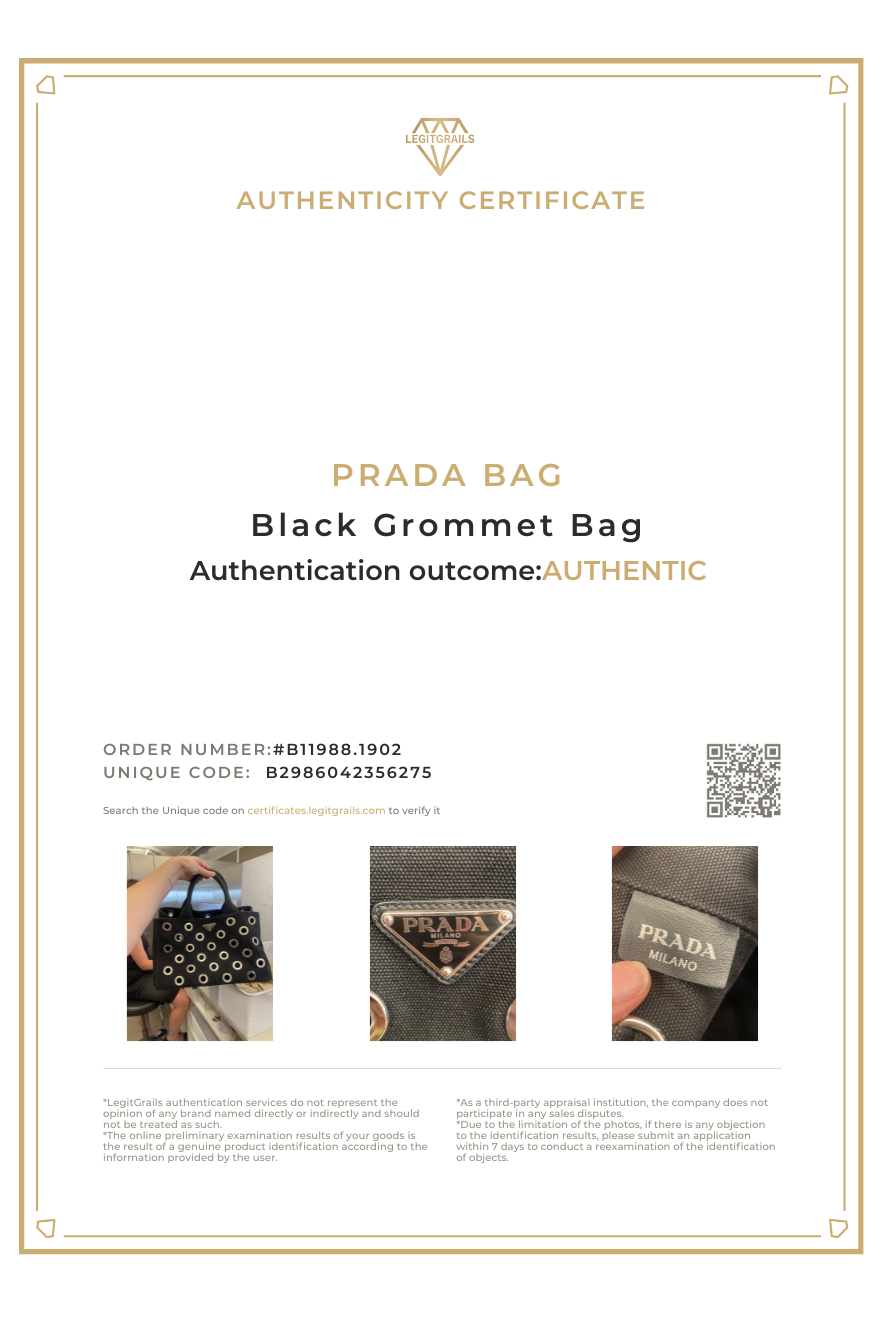 Prada Grommet Black Canapa Tote Bag