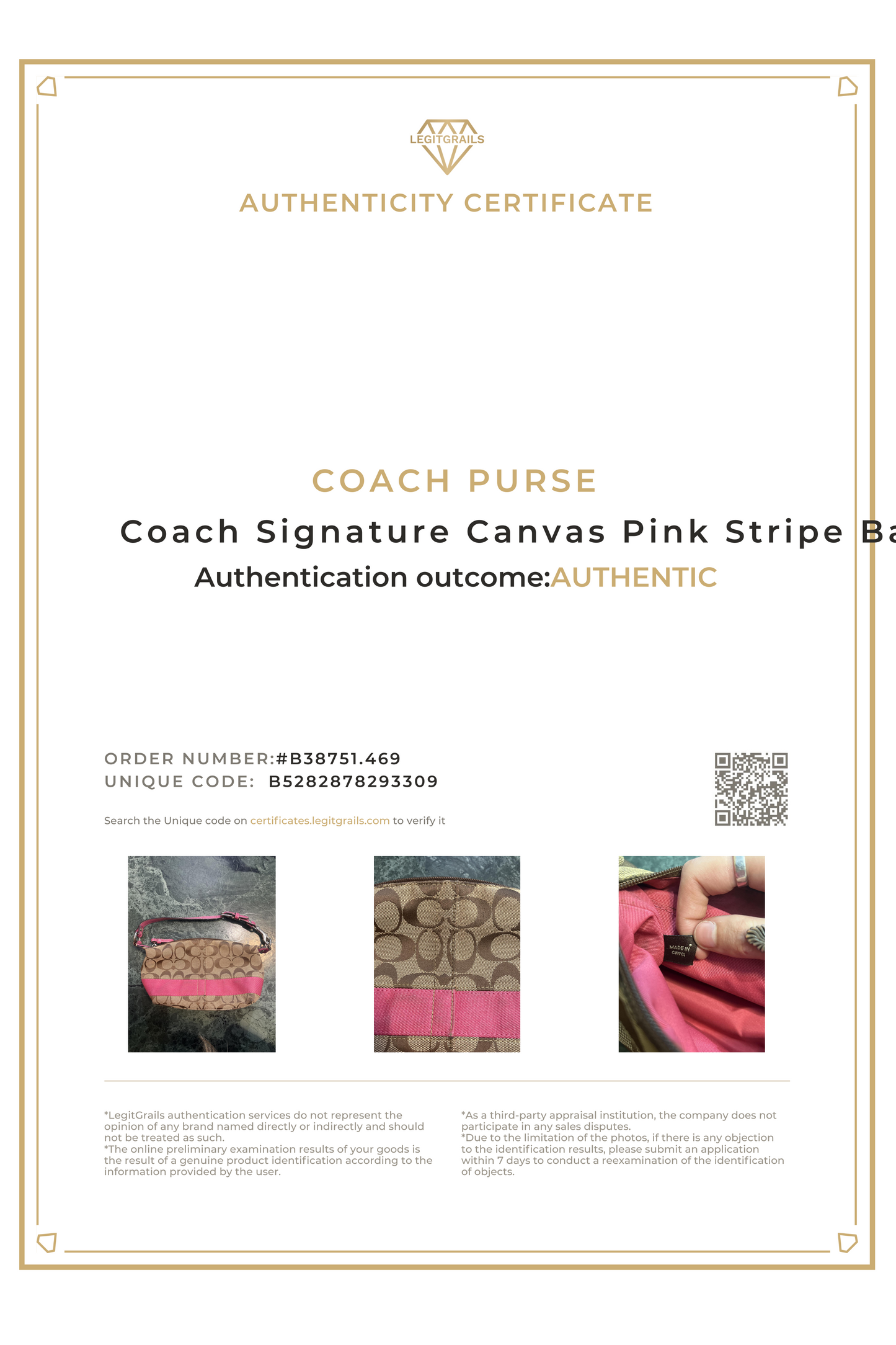 Coach Signature Canvas Pink Stripe Bag