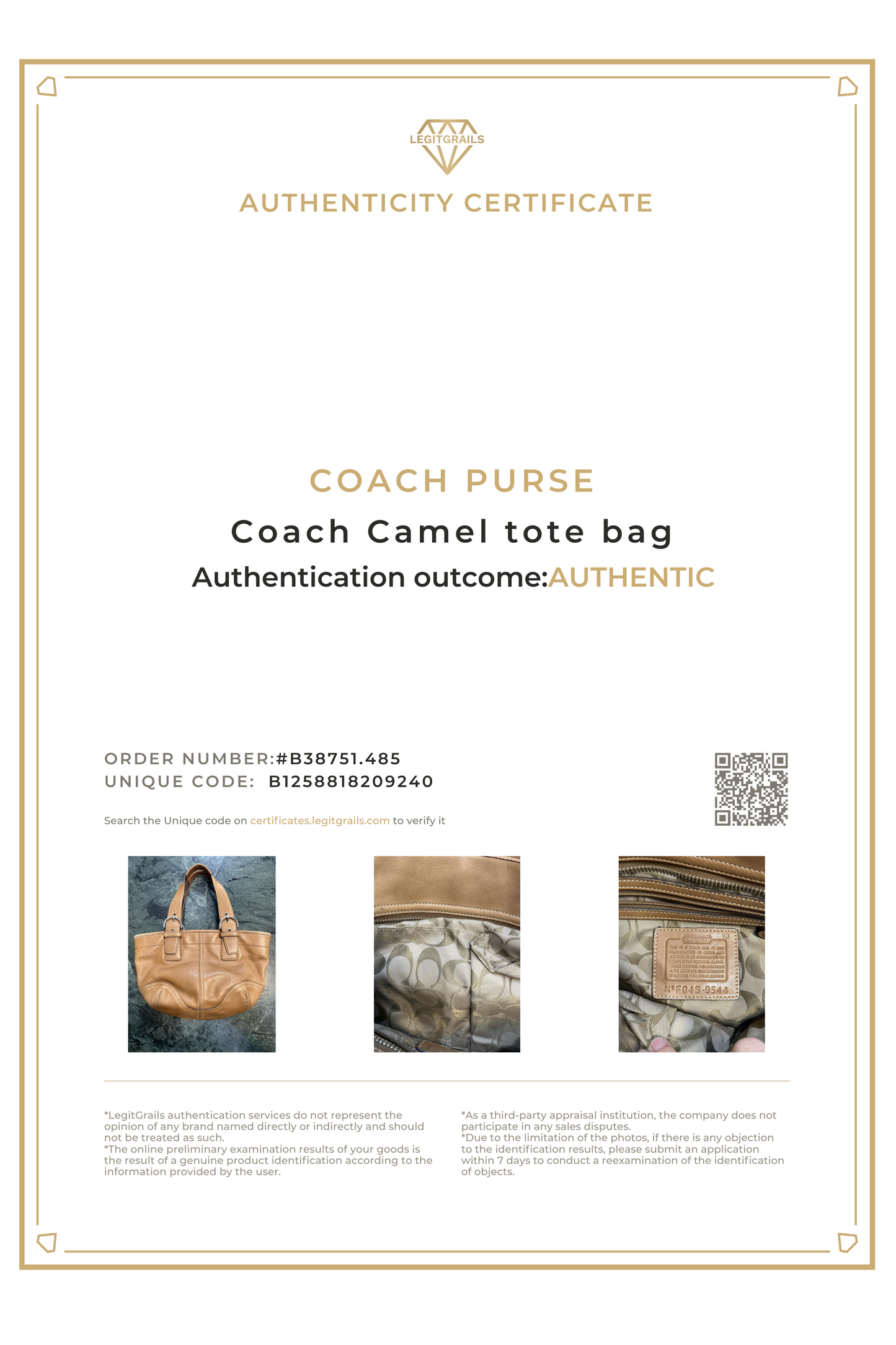 Coach Camel Tote Bag