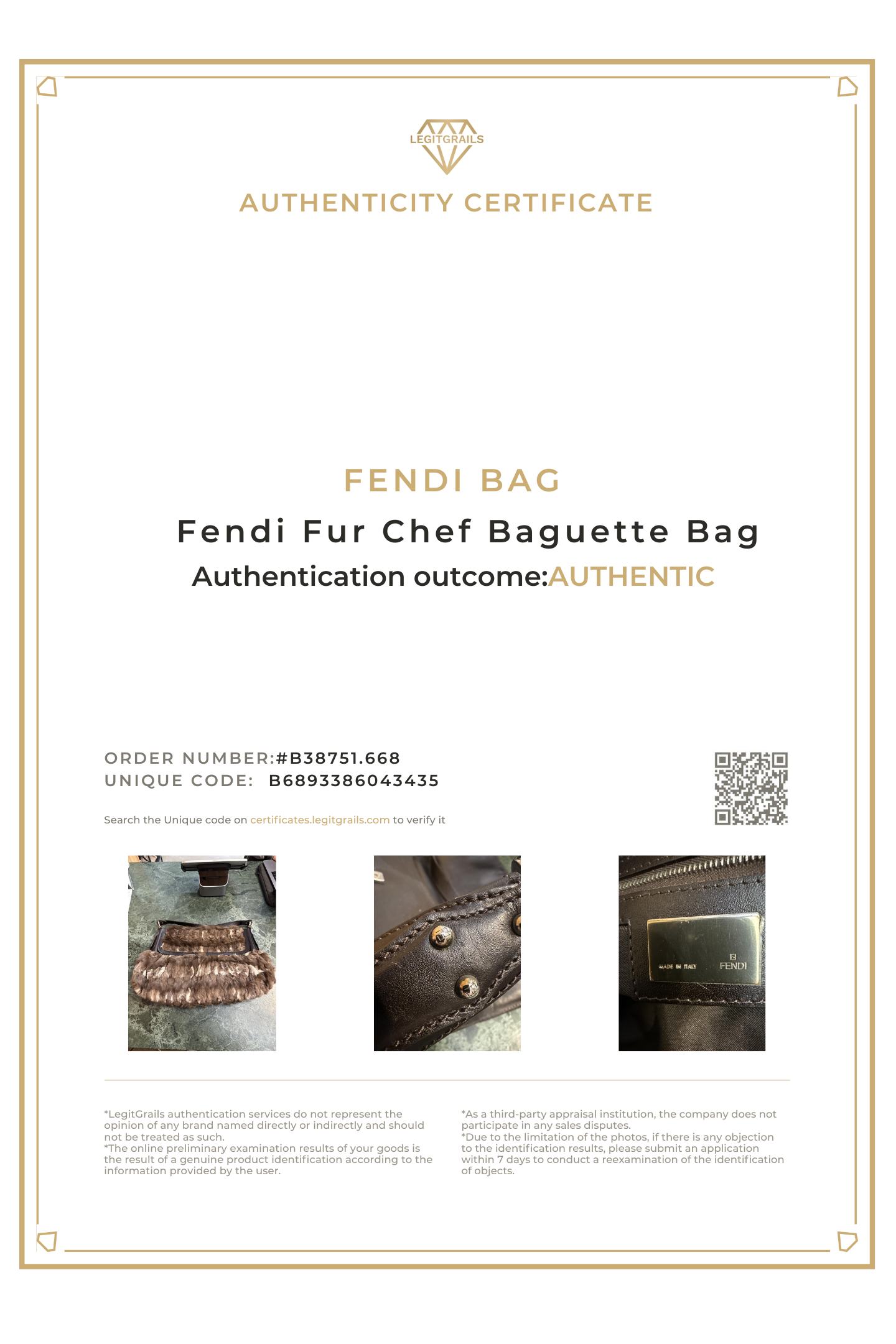 Fendi Fur Chef Baguette Bag