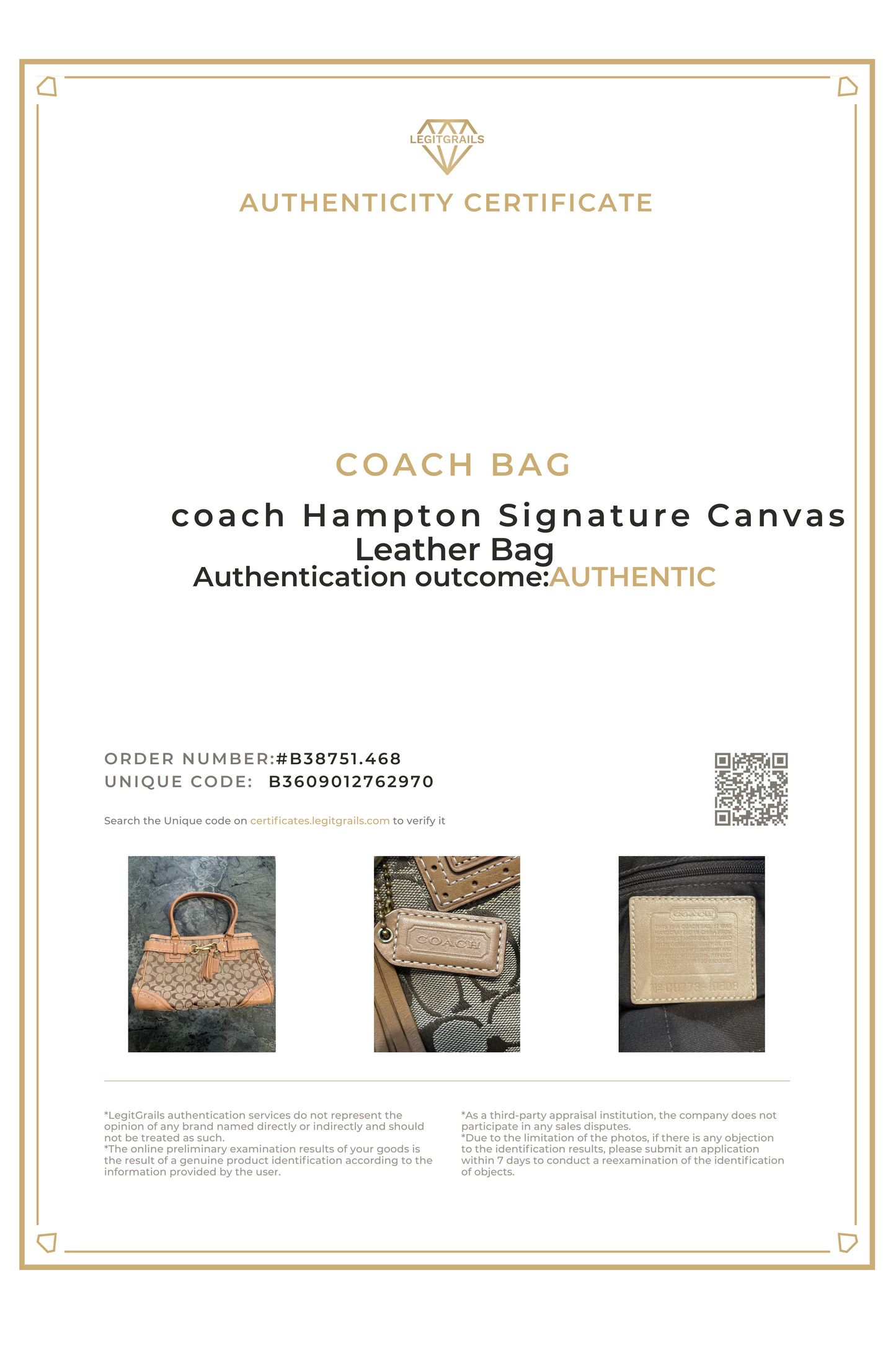 Coach Hampton Signature Canvas Leather Bag