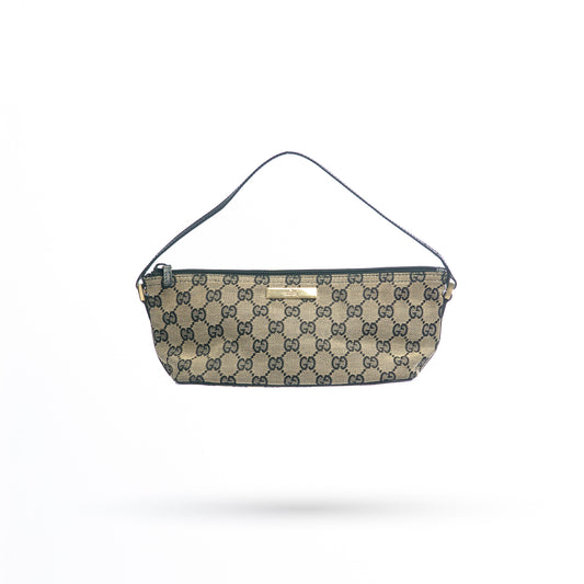 Gucci Brown and Black Monogram Mini Boat Pouchette