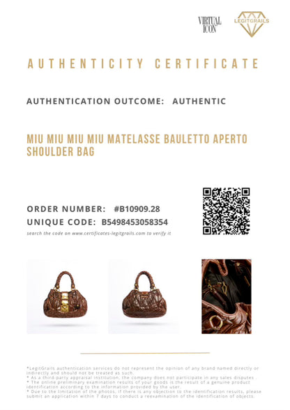Miu Miu Matelasse Bauletto Aperto Shoulder bag