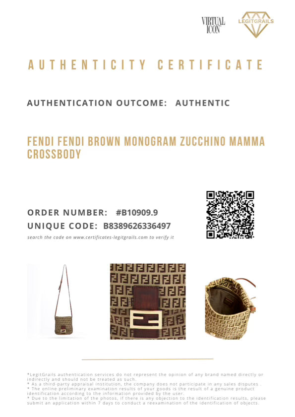 Fendi Brown Monogram Zucchino Mamma Crossbody