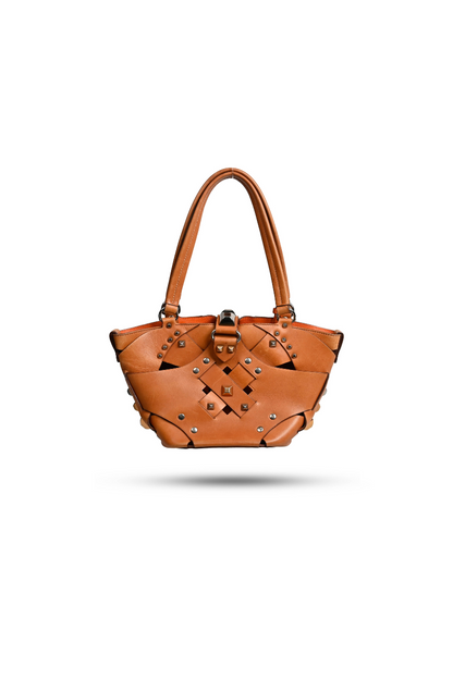 Prada Studded Vitello Intreccio Lattice Bag