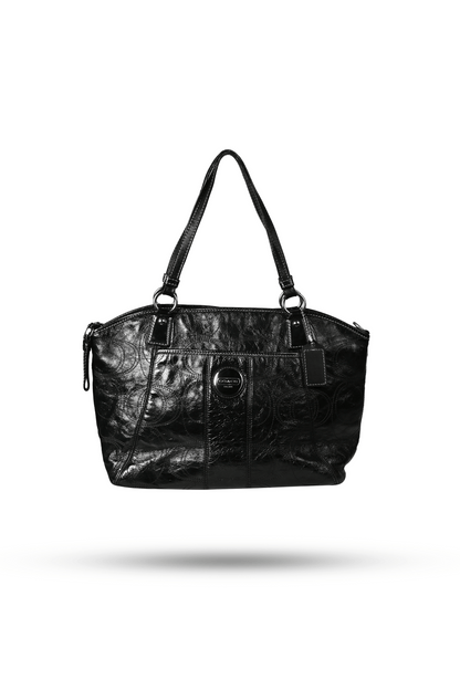 Coach Black Stitch Patent Leather Gloss Bag
