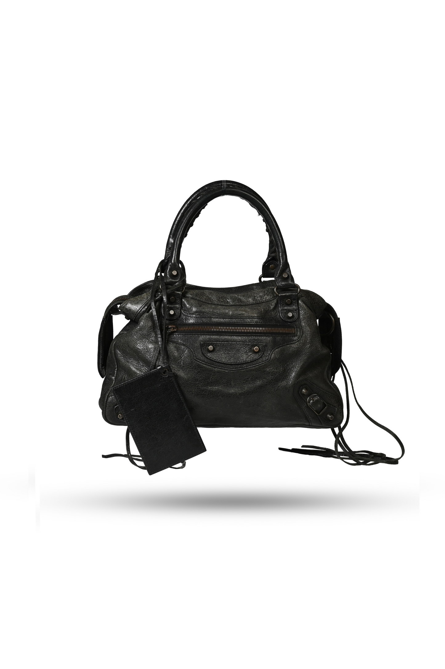 Balenciaga Black City Leather Handbag Gunmetal Hardware