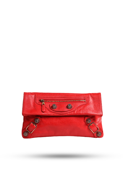 Balenciaga Red Leather Giant Envelope Clutch