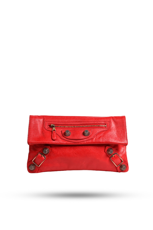 Balenciaga Red Leather Giant Envelope Clutch