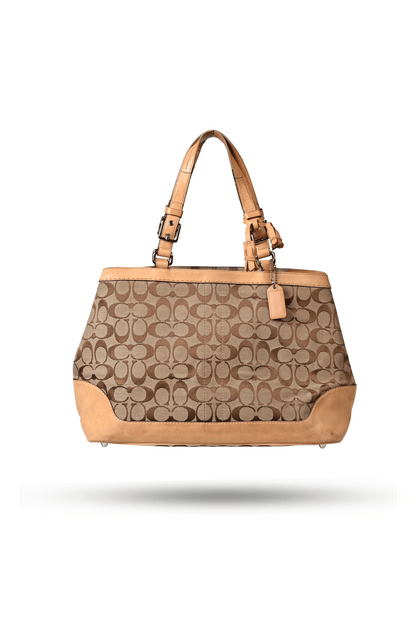 Coach Signature Logo Brown Canvas Leather Bag
