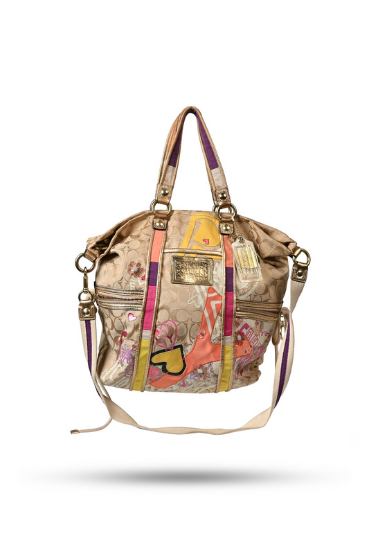 Coach Signature Poppy Beige Graffiti Bag