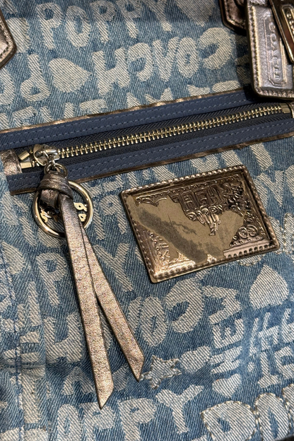 Coach Poppy Wordblock Glam Denim Tote