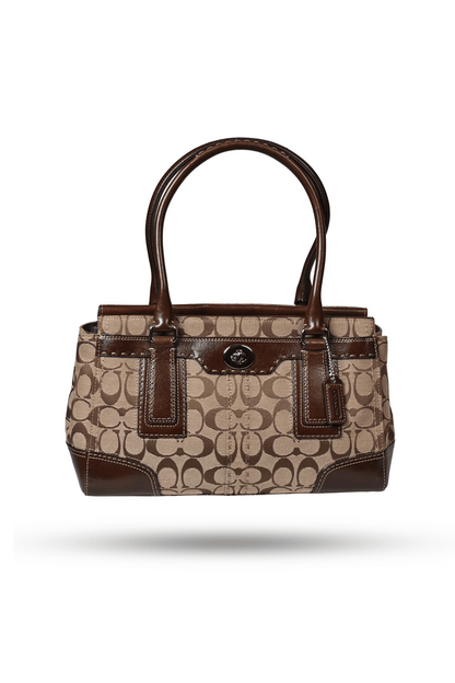 Coach Dark Brown Hampton Canvas Leather Bag