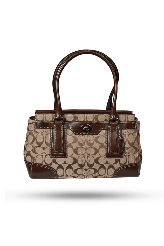 Coach Dark Brown Hampton Canvas Leather Bag