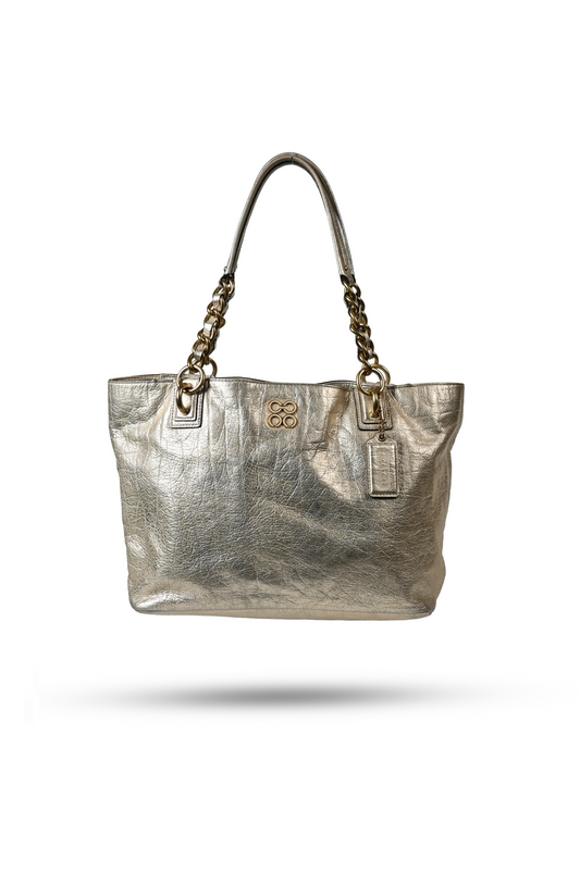 Coach Metallic Leather Tote Bag
