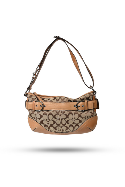 Coach Brown Leather Canvas Shoulder Bag