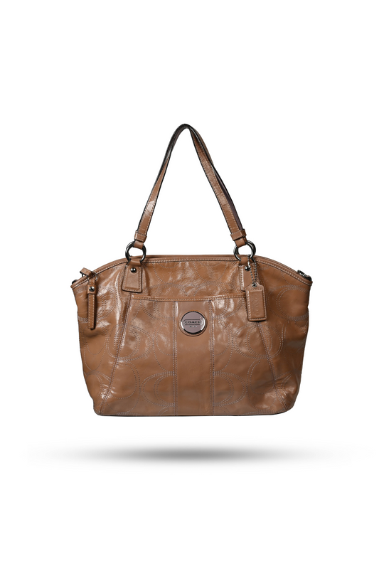 Coach Brown Stitch Patent Leather Bag