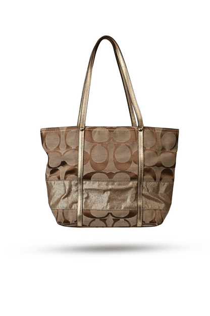 Coach Signature Logo Metallic Gold Tote Bag