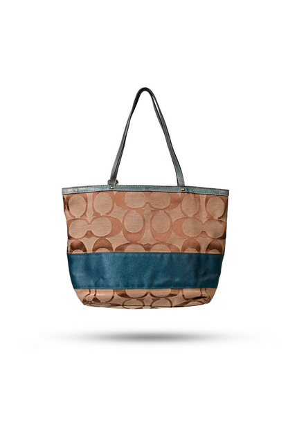 Coach Blue Stripe Signature Canvas Tote Bag