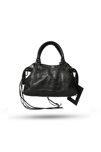 Balenciaga Black City Leather Handbag Gunmetal Hardware