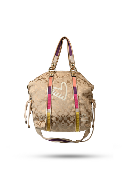Coach Signature Poppy Beige Graffiti Bag