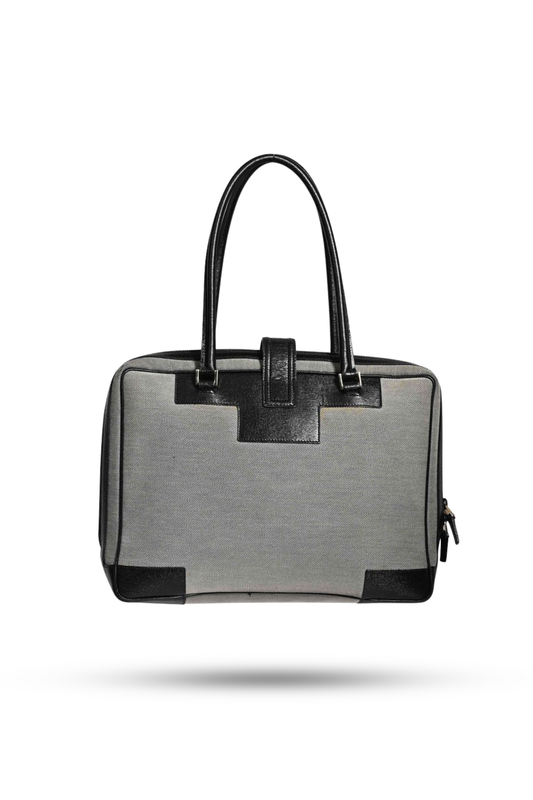 Gucci Jacquard Boston Grey and Black Handbag