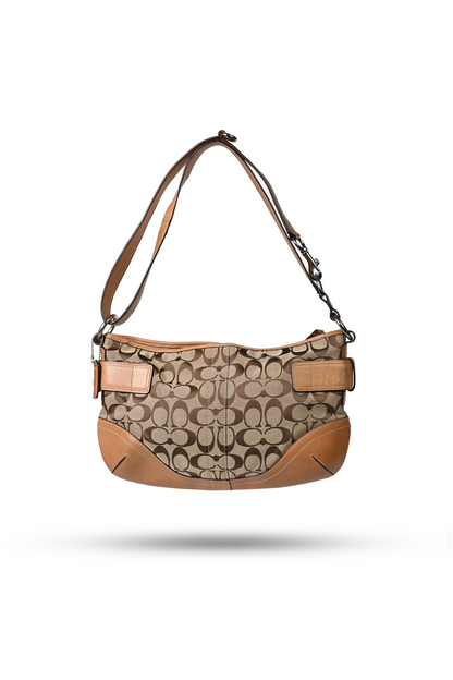 Coach Brown Leather Canvas Shoulder Bag