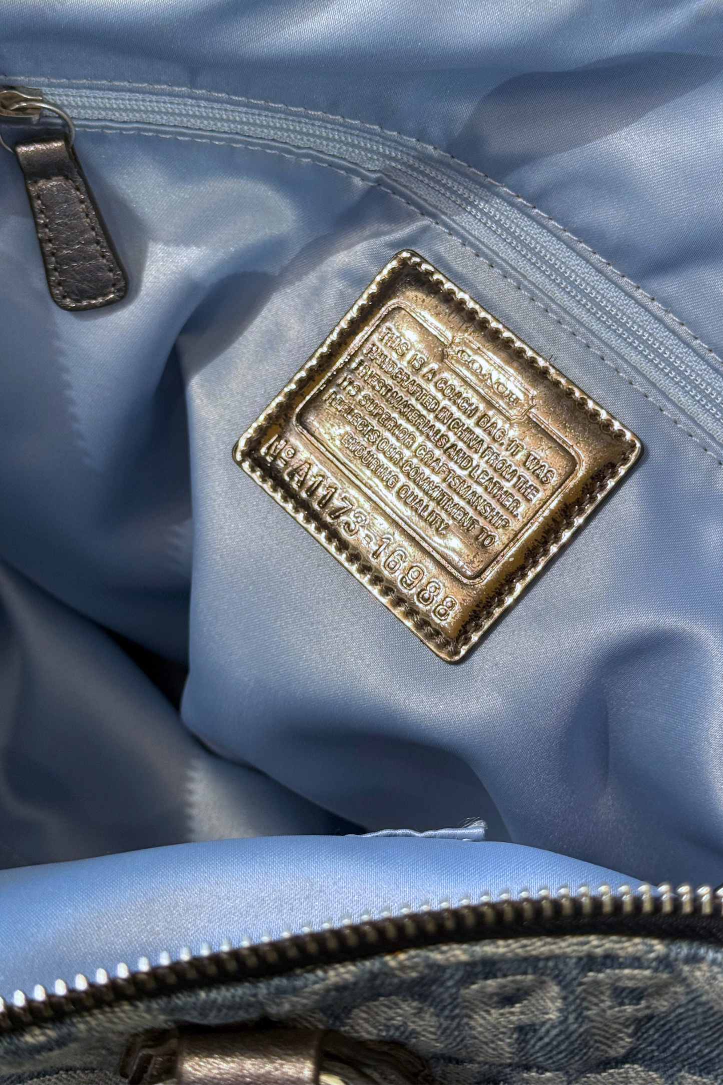 Coach Poppy Wordblock Glam Denim Tote