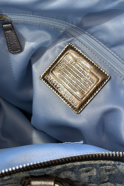 Coach Poppy Wordblock Glam Denim Tote