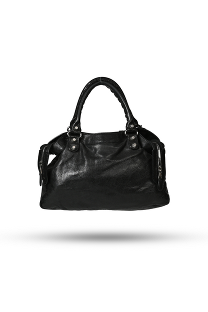 Balenciaga Black City Leather Handbag Silver Hardware