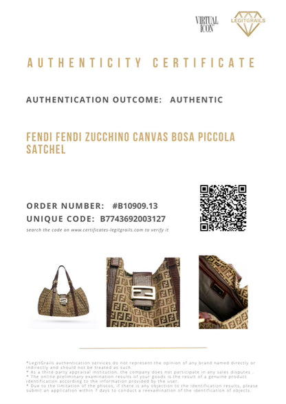 Fendi Zucchino Canvas Bosa Piccola Satchel