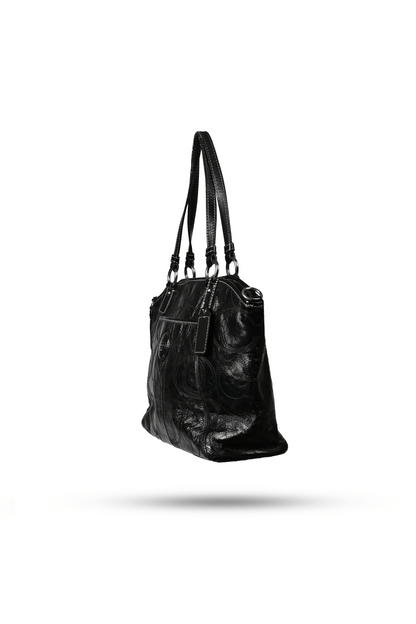 Coach Black Stitch Patent Leather Gloss Bag