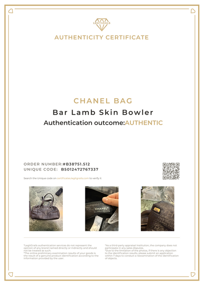 Chanel Chocolate Bar Lamb Skin Bowler
