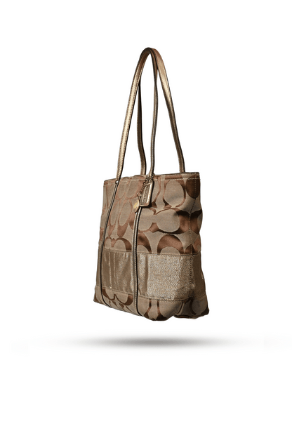 Coach Signature Logo Metallic Gold Tote Bag