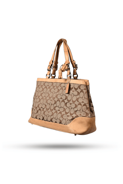 Coach Signature Logo Brown Canvas Leather Bag