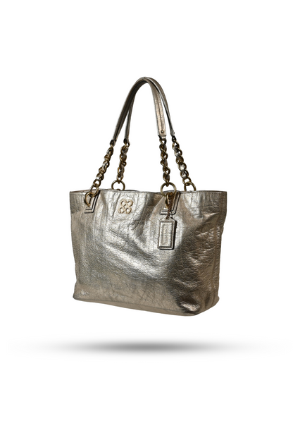 Coach Metallic Leather Tote Bag