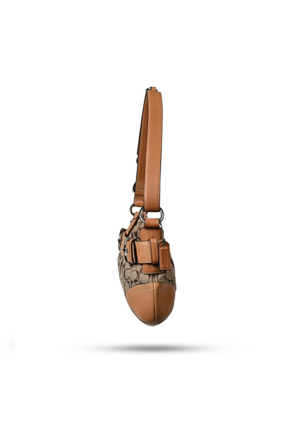 Coach Brown Leather Canvas Shoulder Bag