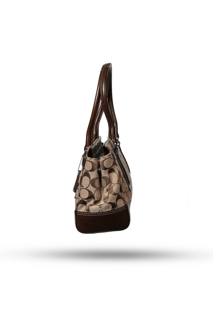 Coach Dark Brown Hampton Canvas Leather Bag