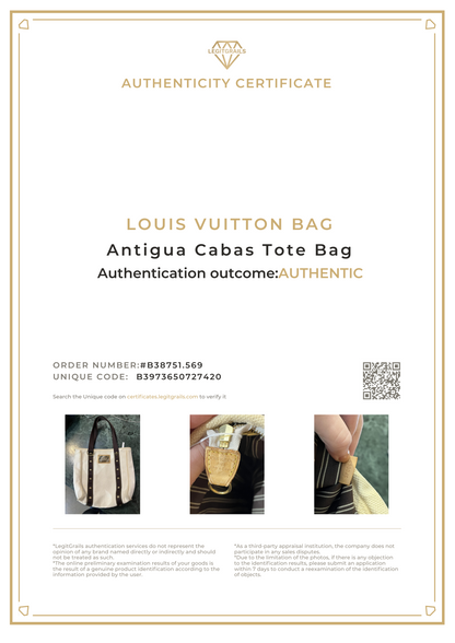 Louis Vuitton 2005 Antigua Cabas Tote Bag Brown