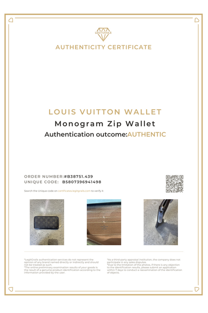 Louis Vuitton Monogram Zip Wallet