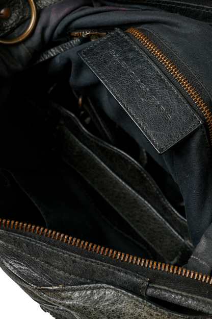 Balenciaga Black City Leather Handbag Gunmetal Hardware