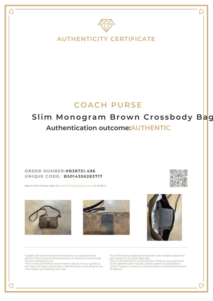 Coach Slim Monogram Brown Crossbody Bag