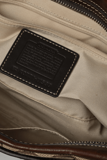 Coach Dark Brown Hampton Canvas Leather Bag