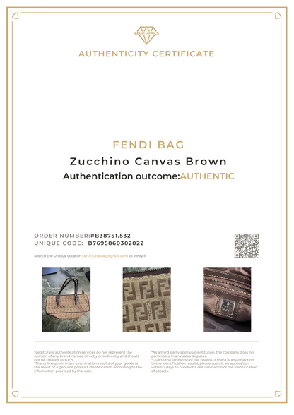 Fendi Zucchino Brown Canvas Bag
