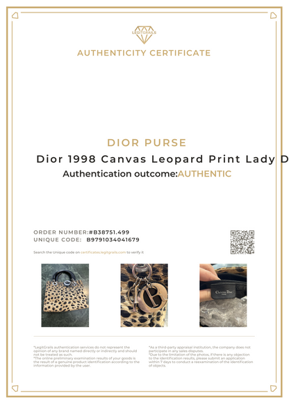 Dior Canvas Leopard Print Lady Dior