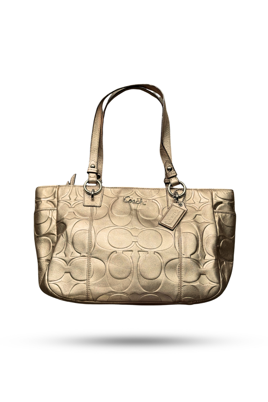 Coach Embossed Metallic Gold Tote Bag
